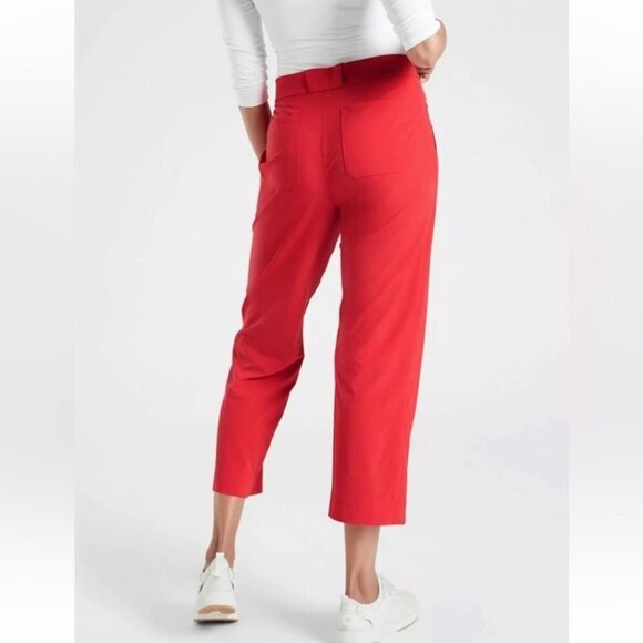 NWT Athleta tribeca Utility Crop Red pants Size 16 Stretchy athletic work cuffed - Picture 3 of 11
